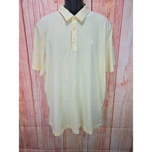 Travis Mathew Mens XXL Yellow Polo Shirt Pima Cotton & Polyester Made In Peru